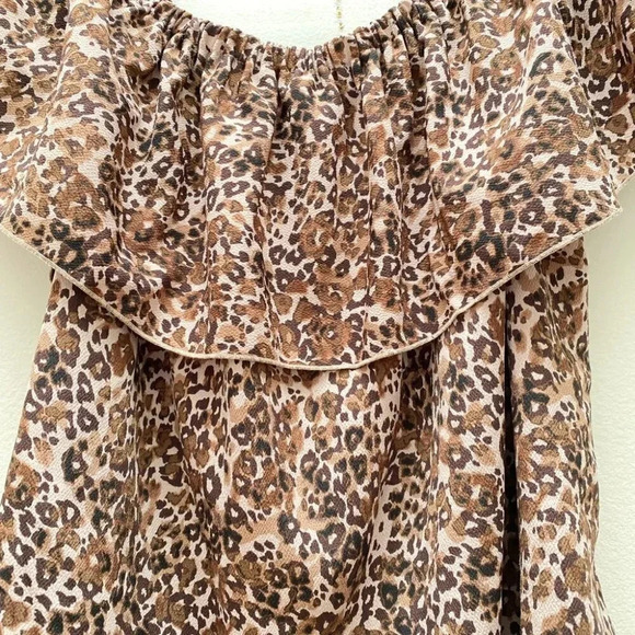 ARITZIA - Off-shoulder Brown Tan Leopard Print Promener Blouse - Picture 5 of 9